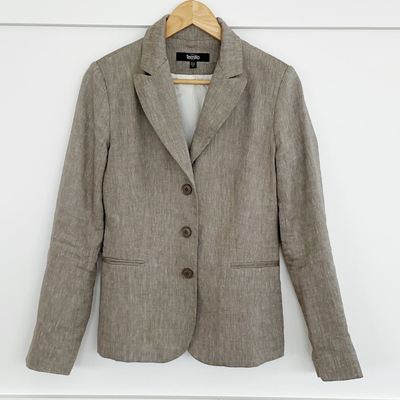 Jackets & Blazers - Teenflo Taupe Linen Blend Tailored Blazer